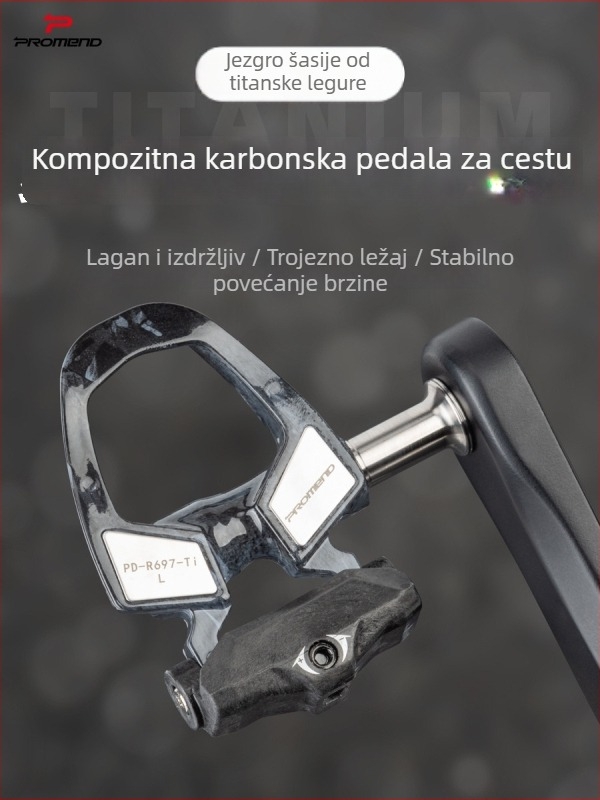 PROMEND Pd-r697p-ti SPD pedale s automatskim zaključavanjem, karbonsko tijelo + titanov osovinski, 186 g, trostruki ležaj, za cestovne i utrke bicikle