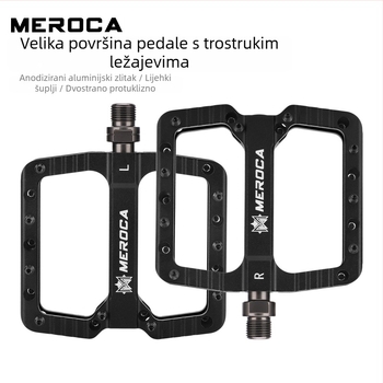 Meroca FR-25 pedale za MTB i cestovne bicikle – aluminijska legura, os od krom-molibden čelika, dutina velika pedala površina, protuklizna površina
