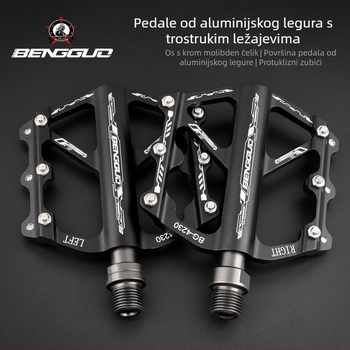 Bunguo Bg-4230 aluminijski pedali za bicikl – trostruki ležajevi, lagani i prošireni, tijelo od aluminijske legure i krom-molibden čelika