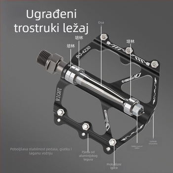 Bunguo Bg-4230 aluminijski pedali za bicikl – trostruki ležajevi, lagani i prošireni, tijelo od aluminijske legure i krom-molibden čelika