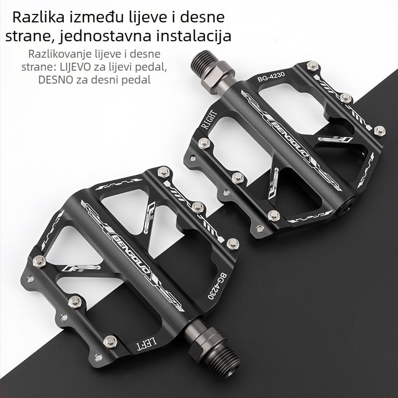 Bunguo Bg-4230 aluminijski pedali za bicikl – trostruki ležajevi, lagani i prošireni, tijelo od aluminijske legure i krom-molibden čelika