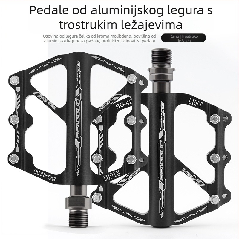 Bunguo Bg-4230 aluminijski pedali za bicikl – trostruki ležajevi, lagani i prošireni, tijelo od aluminijske legure i krom-molibden čelika