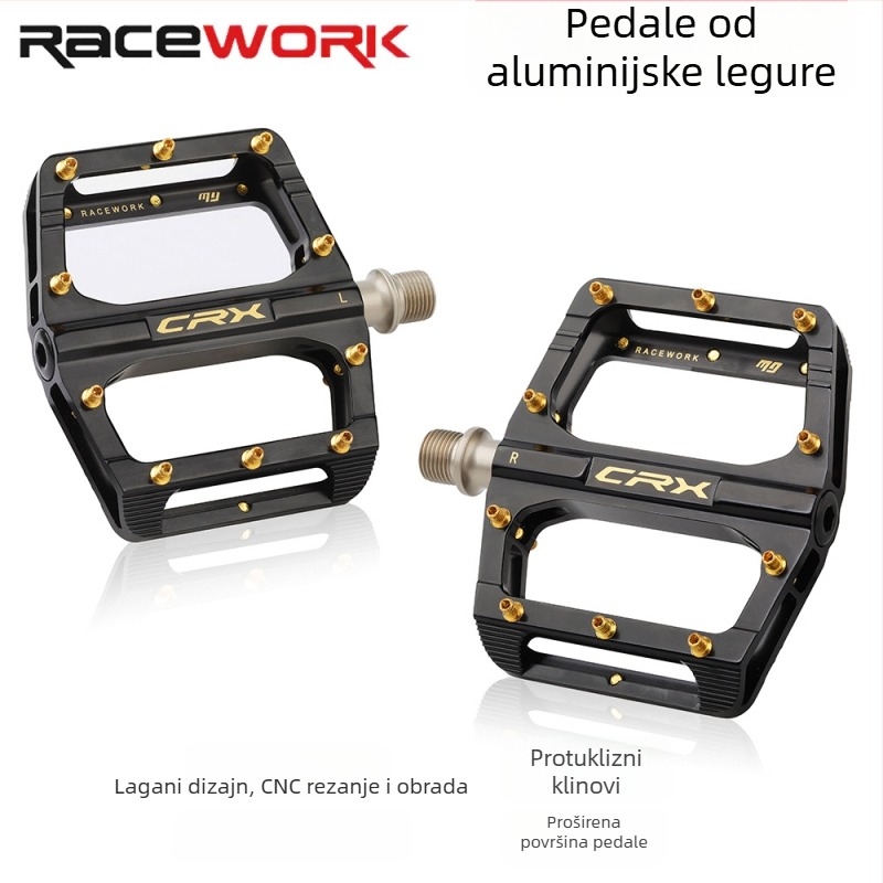 RACEWORK Pedale za planinske, cestovne i sklopive bicikle, aluminijska legura, ležajevi pedala, model B210