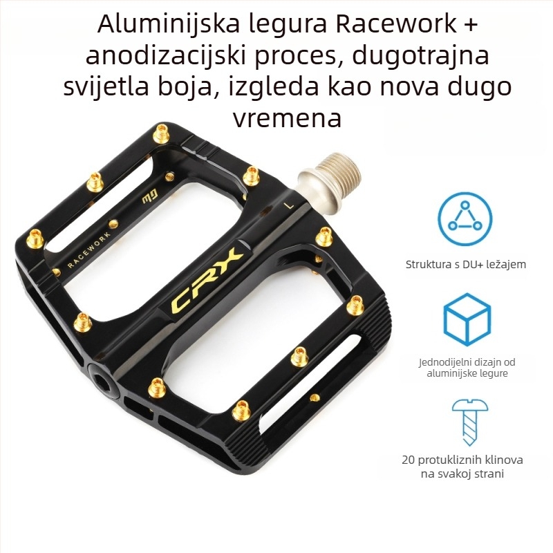 RACEWORK Pedale za planinske, cestovne i sklopive bicikle, aluminijska legura, ležajevi pedala, model B210