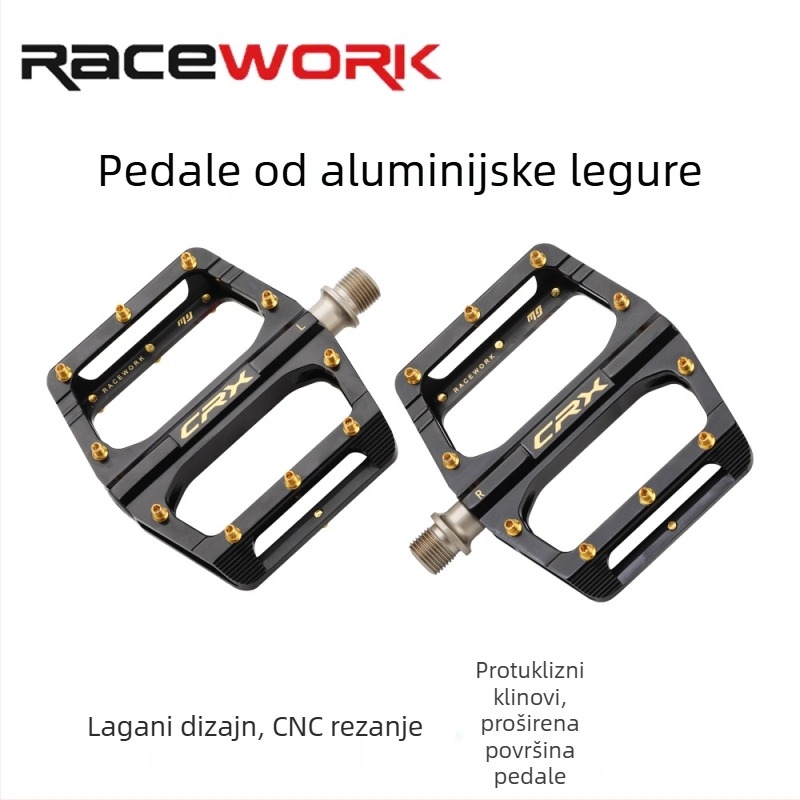 RACEWORK Pedale za planinske, cestovne i sklopive bicikle, aluminijska legura, ležajevi pedala, model B210