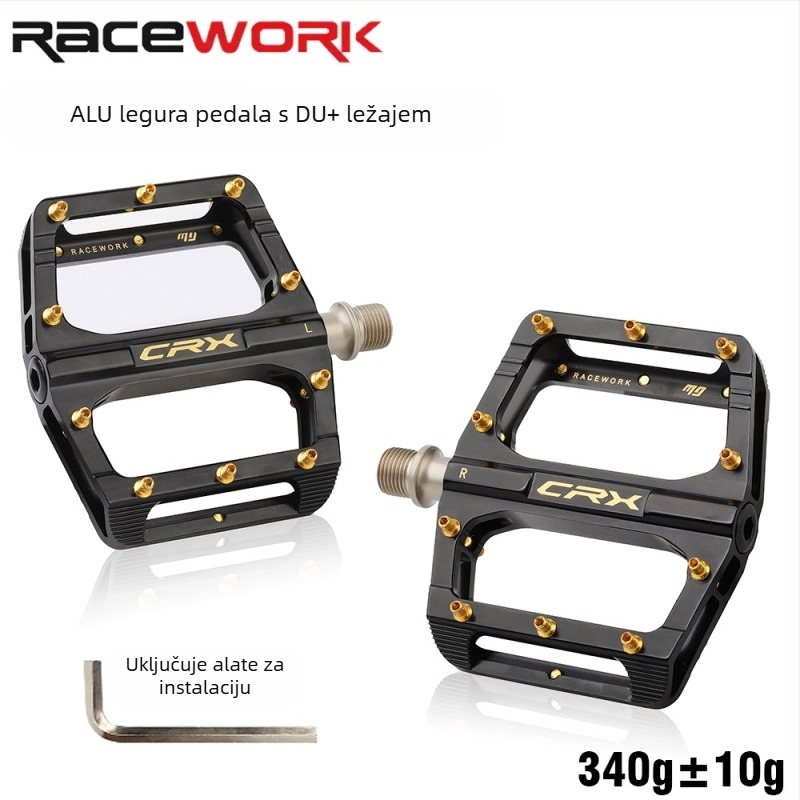 RACEWORK Pedale za planinske, cestovne i sklopive bicikle, aluminijska legura, ležajevi pedala, model B210
