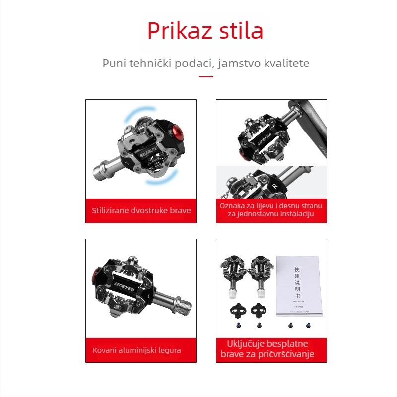 Gineyea/Jingye P20 planinski bicikl pedale s mehanizmom zaključavanja, aluminijska legura, model P20