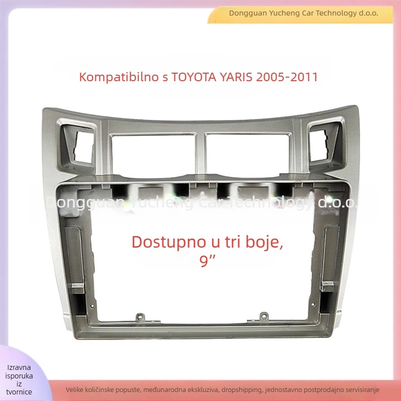 Android navigacijski okvir za Toyota Yaris, 9-inčni zaslon, materijal ABS+PC, kompatibilni modeli 2005–2011, težina 1 kg