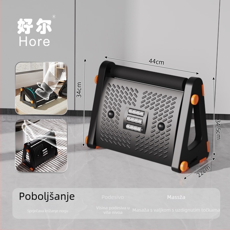 Uredsko tabure za stopala s masažnom funkcijom, plastični, dvomodni pedala, prilagodljiv, 3D model