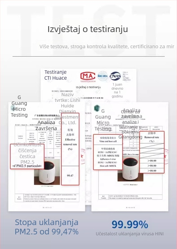 Kućni pročistač zraka – uklanjanje formaldehida, tiho, protok zraka 500 m³/h, pogodan za 10 m², dodirno upravljanje