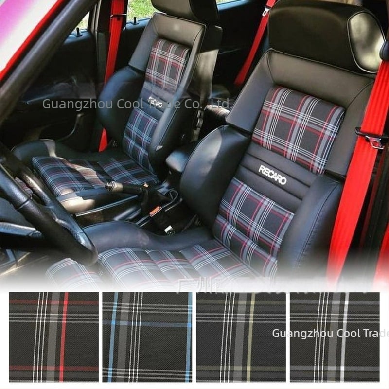 Klasična crna karirana tkanina za presvlake automobila, 1x1,5 m, pogodna za JDM-modificirani Volkswagen Golf GTI