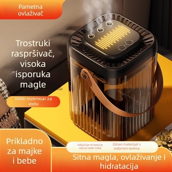 Vlaživač zraka s tri mlaznice magle, velik spremnik vode 2.6–4.0 L, tih rad, USB napajanje, pogodan za 10–20 m²