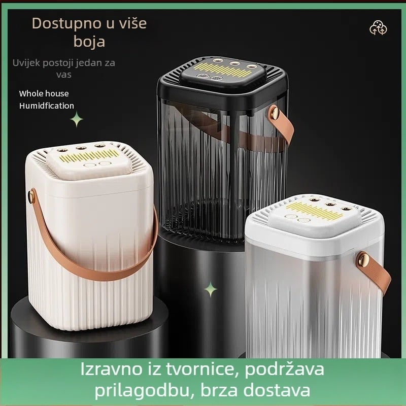 Vlaživač zraka s tri mlaznice magle, velik spremnik vode 2.6–4.0 L, tih rad, USB napajanje, pogodan za 10–20 m²