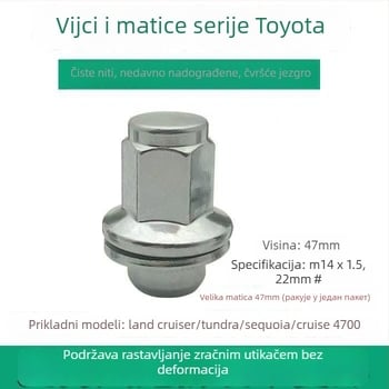 Poklopci matice kotača za Toyota Prado, Sienna, Camry, Granvia — visoko čvrsti čelik, model 68003282AA