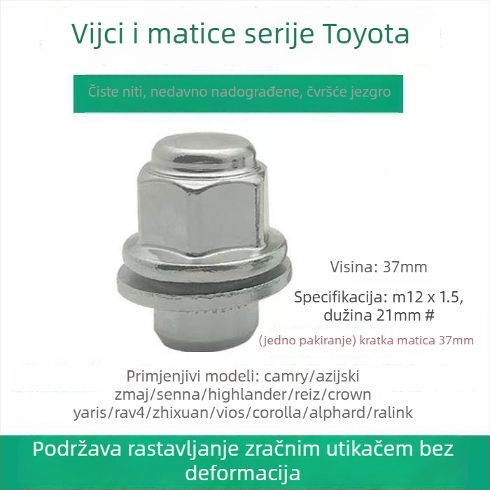 Poklopci matice kotača za Toyota Prado, Sienna, Camry, Granvia — visoko čvrsti čelik, model 68003282AA