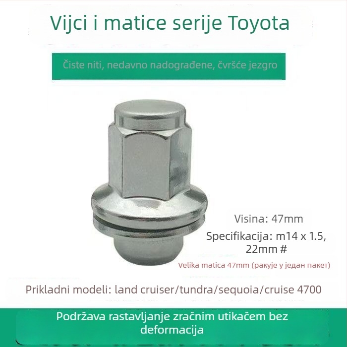 Poklopci matice kotača za Toyota Prado, Sienna, Camry, Granvia — visoko čvrsti čelik, model 68003282AA