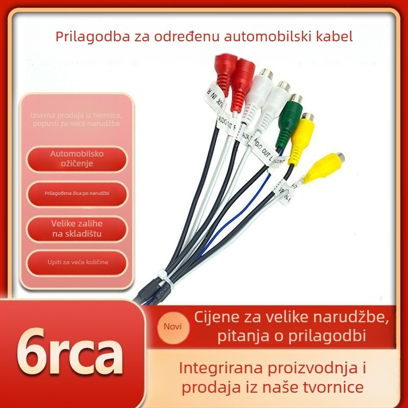 Android automobilska navigacija kabel komplet s napajanjem, USB, RCA, 4‑pin/6‑pin konektorima, GPS antenom i kabelom za obrnuto vožnju