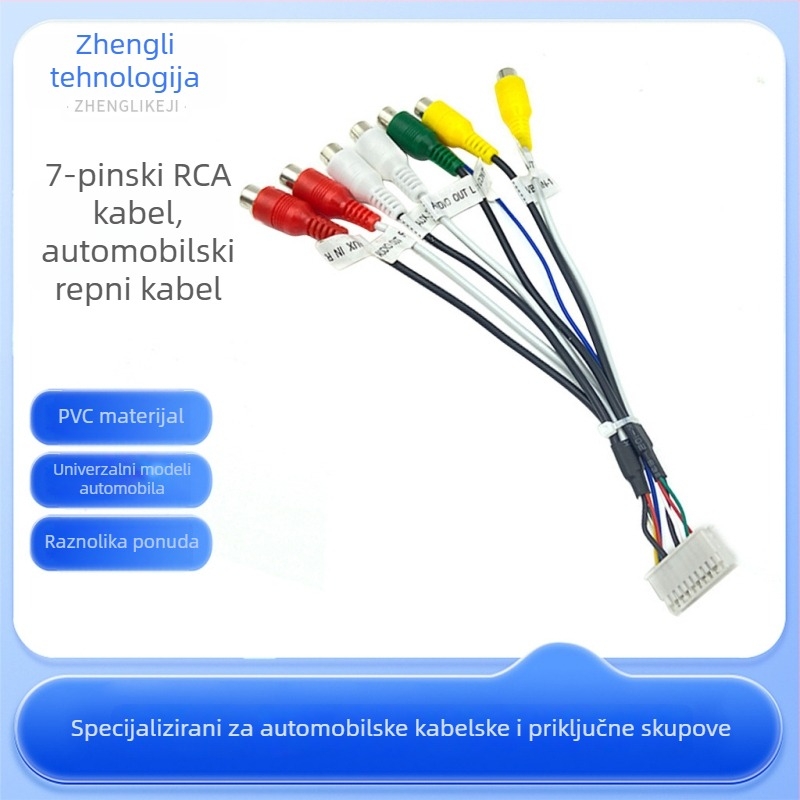 Android automobilska navigacija kabel komplet s napajanjem, USB, RCA, 4‑pin/6‑pin konektorima, GPS antenom i kabelom za obrnuto vožnju