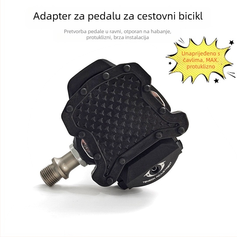 Prošireni protuklizni konverter pedala za cestovni bicikl na pločaste pedale, Nylon, par, kompatibilan sa SPD Shimano i LOOK Keo klipse