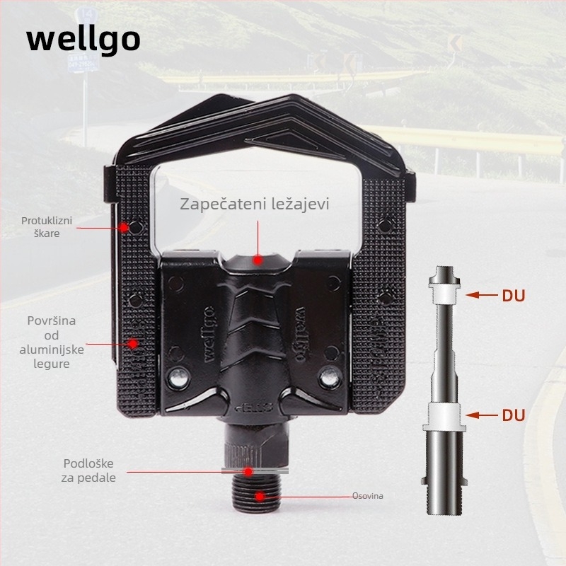 WELLGO Sklopiva pedala F178/F265 – planinski bicikl, PP/aluminijska legura, kompatibilna sa sklopnim, gradskim, cestovnim i BMX modelima