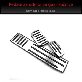 Metalni set pedala za Tesla Model X/S — pedale gasa i kočnice od nehrđajućeg čelika, bez bušenja, AMP-Z