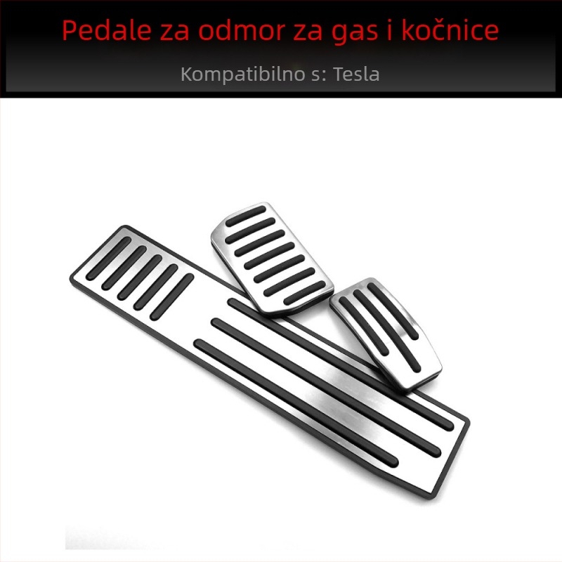 Metalni set pedala za Tesla Model X/S — pedale gasa i kočnice od nehrđajućeg čelika, bez bušenja, AMP-Z