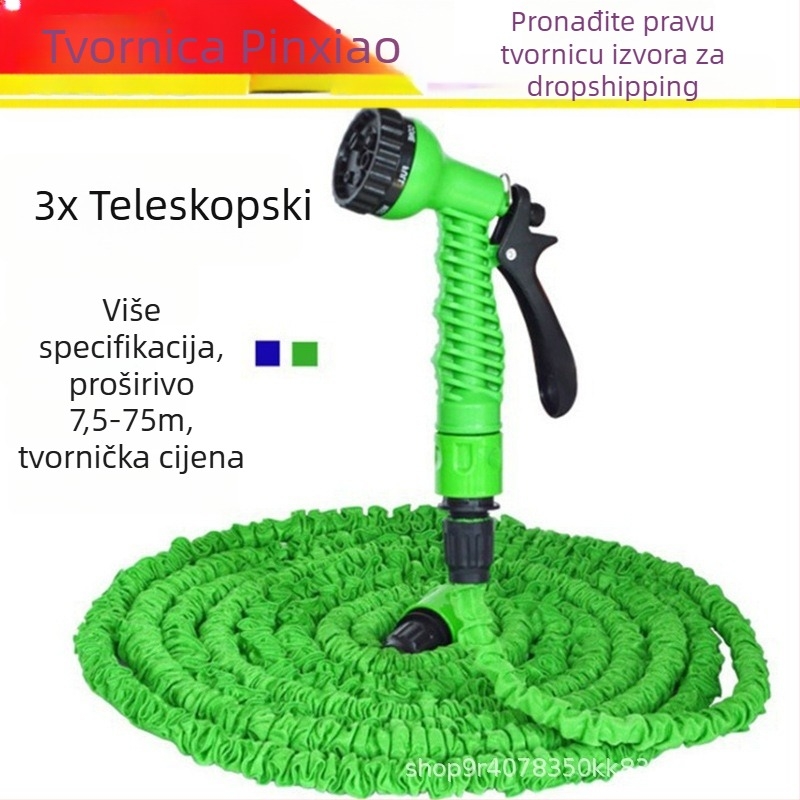 Kućni 3x teleskopsko vodeno crijevo s mlaznicom višestruke namjene visokog tlaka za pranje automobila, vrt i travnjak