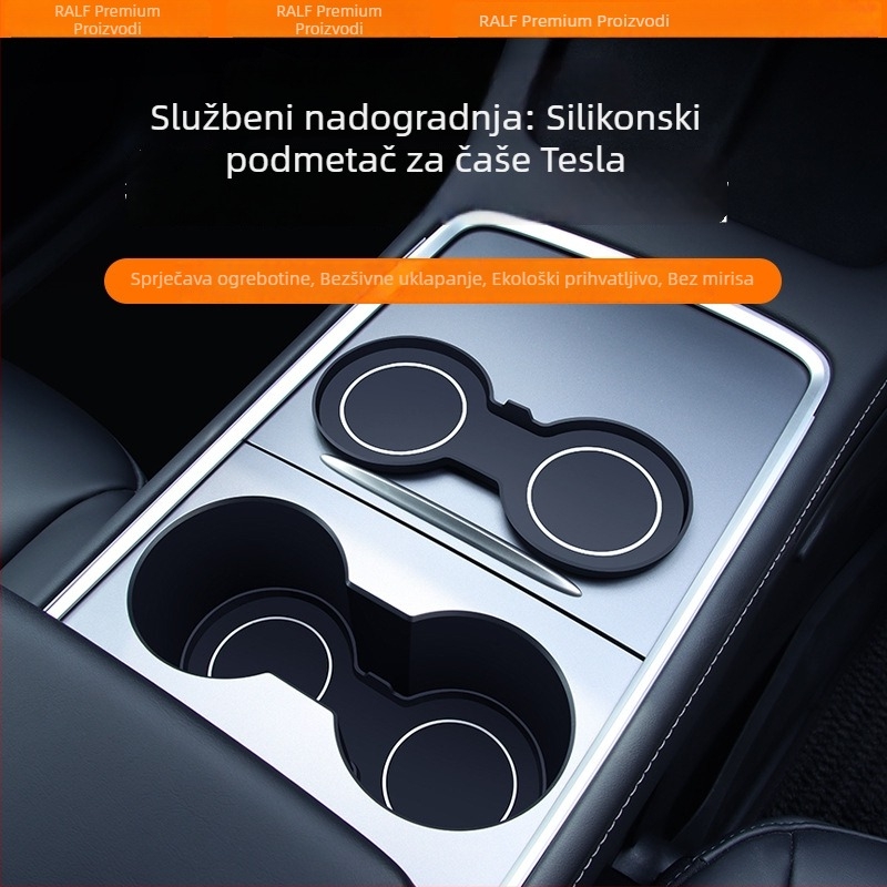 Silikonska podložka za središnju konzolu s držačem čaša, protuklizna, prostor za odlaganje, za Tesla Model 3/Y