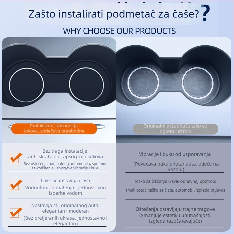 Silikonska podložka za središnju konzolu s držačem čaša, protuklizna, prostor za odlaganje, za Tesla Model 3/Y
