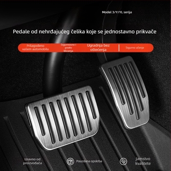YZ pedale od nehrđajućeg čelika za ubrzavanje i kočnicu s područjem odmora pedale za Tesla Model Y/3/X/S, automatski mjenjač