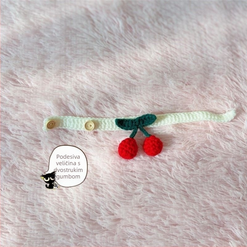 Ogrlica za mačke, ručno pleteni baršunasti konac, crtani stil, pogodna za mačke i pse, za sve sezone