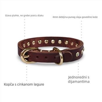 Ovratnik za kućne ljubimce s dijamantnim uzorkom – Dijamantni uzorak, koža od bivola punog zrna, sjajan završetak, opća namjena