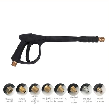 Pistolj za pranje automobila visokog tlaka s bakrenim ventilskim jezgrom, 1/4 brzo spajanje, duga mlaznica M22, set od pet boja