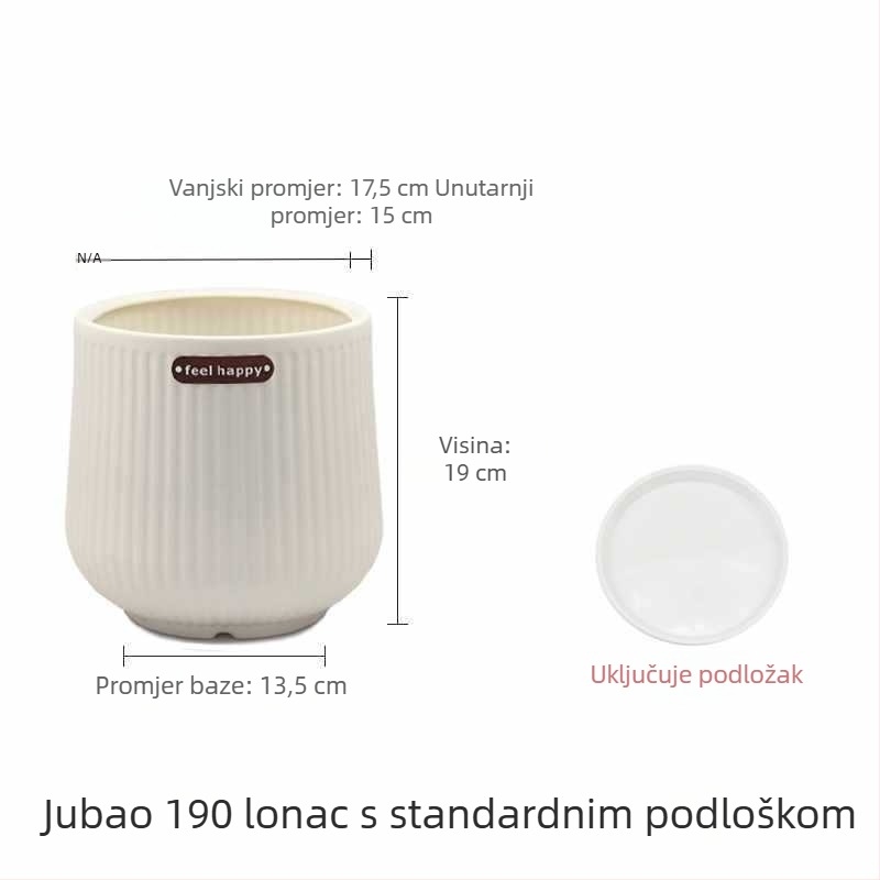 Plastična posuda za unutarnje biljke s velikim promjerom, rimskog stila, ojačana za kućnu upotrebu u dnevnom boravku