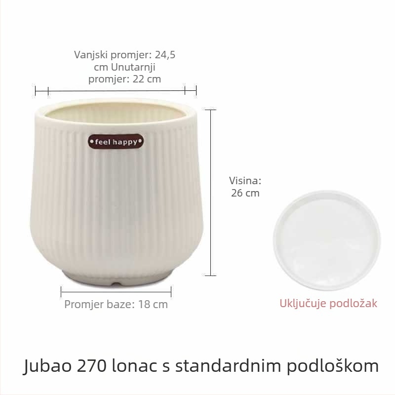 Plastična posuda za unutarnje biljke s velikim promjerom, rimskog stila, ojačana za kućnu upotrebu u dnevnom boravku