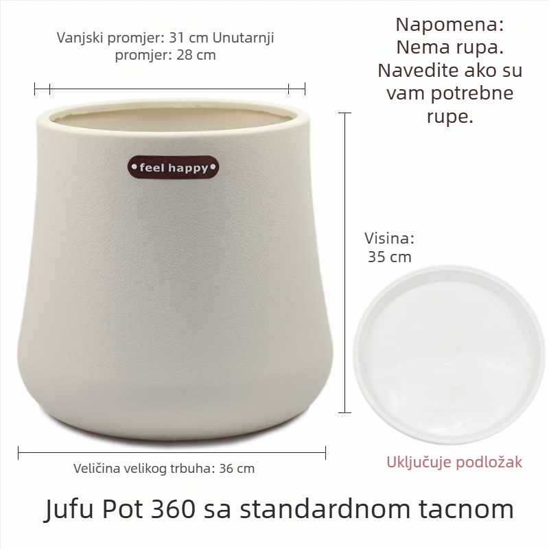 Plastična posuda za unutarnje biljke s velikim promjerom, rimskog stila, ojačana za kućnu upotrebu u dnevnom boravku