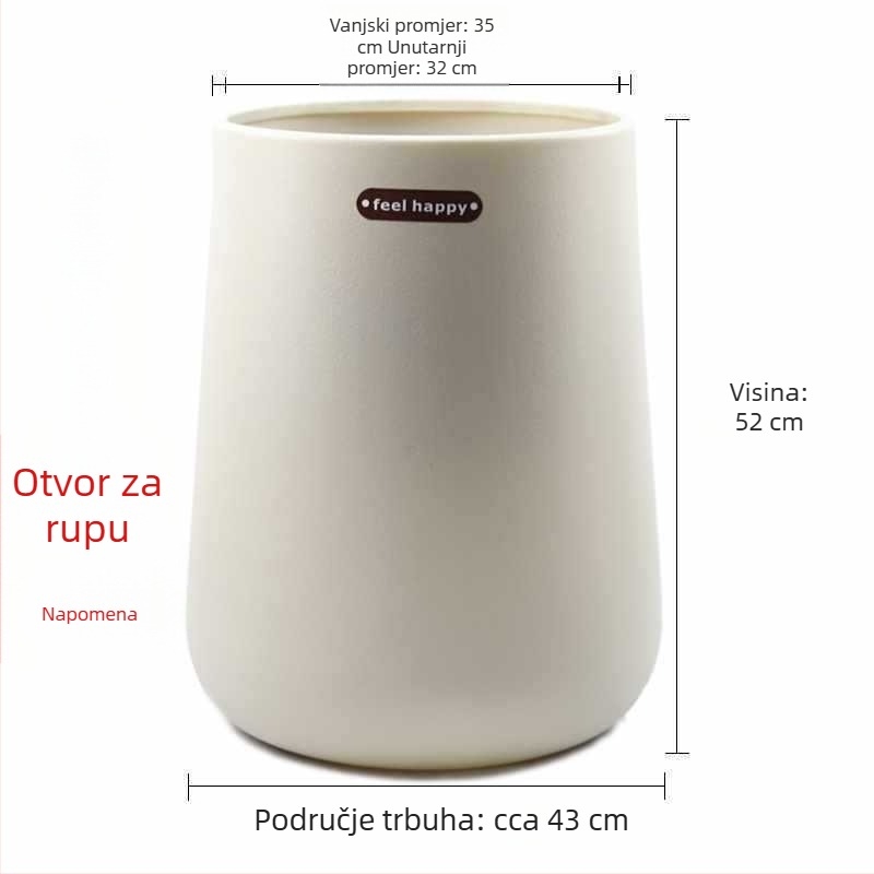 Plastična posuda za unutarnje biljke s velikim promjerom, rimskog stila, ojačana za kućnu upotrebu u dnevnom boravku
