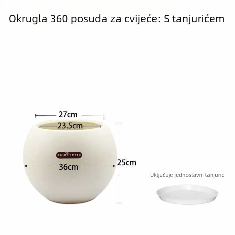 Plastična posuda za unutarnje biljke s velikim promjerom, rimskog stila, ojačana za kućnu upotrebu u dnevnom boravku