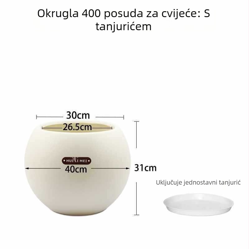 Plastična posuda za unutarnje biljke s velikim promjerom, rimskog stila, ojačana za kućnu upotrebu u dnevnom boravku