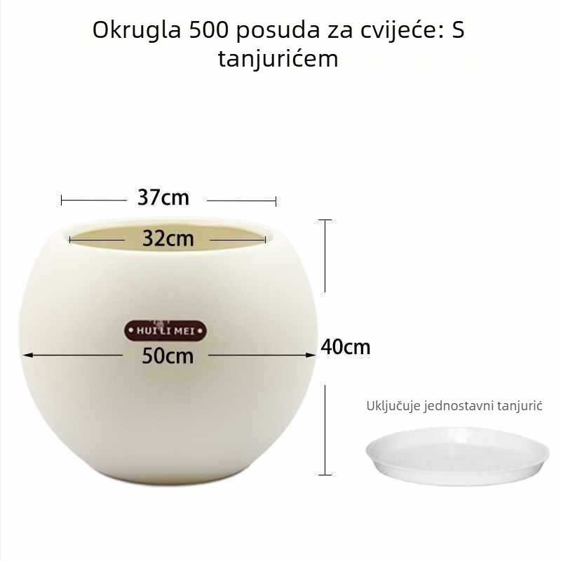 Plastična posuda za unutarnje biljke s velikim promjerom, rimskog stila, ojačana za kućnu upotrebu u dnevnom boravku