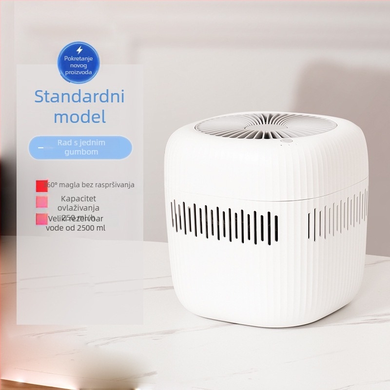 USB ovlaživač s sterilizacijom za kućnu upotrebu - tiha 36-45 dB, 1 izlaz za maglu, spremnik 1.0-2.5 L