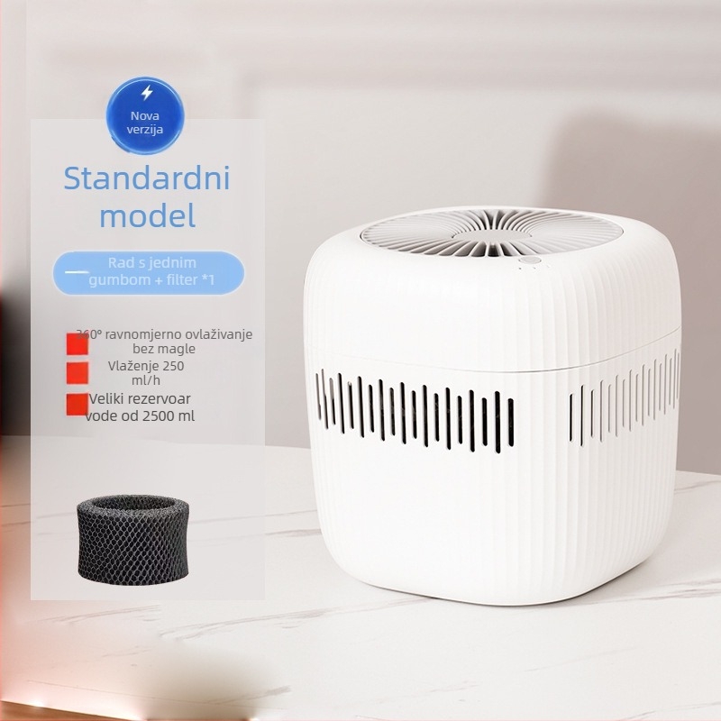 USB ovlaživač s sterilizacijom za kućnu upotrebu - tiha 36-45 dB, 1 izlaz za maglu, spremnik 1.0-2.5 L