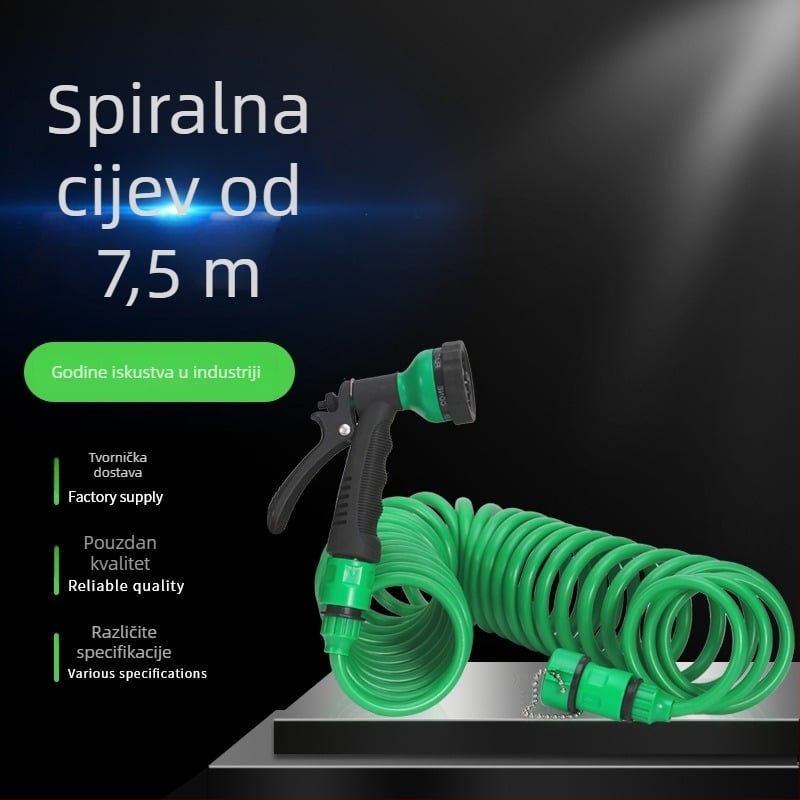 Vrtni visokotlačni vodeni pištolj za vodu s 7,5 m izvlačnim crijevom za zalijevanje i pranje automobila