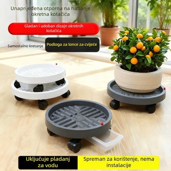 Podloga za lonce s kotačićima – okrugla plastična baza s posudom za vodu, čvrsta i izdržljiva