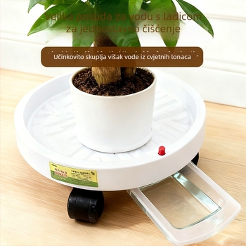 Podloga za lonce s kotačićima – okrugla plastična baza s posudom za vodu, čvrsta i izdržljiva