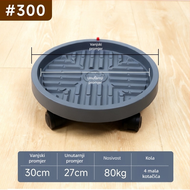 Podloga za lonce s kotačićima – okrugla plastična baza s posudom za vodu, čvrsta i izdržljiva