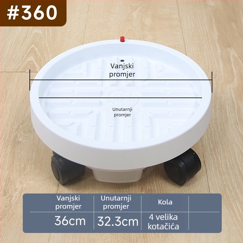 Podloga za lonce s kotačićima – okrugla plastična baza s posudom za vodu, čvrsta i izdržljiva