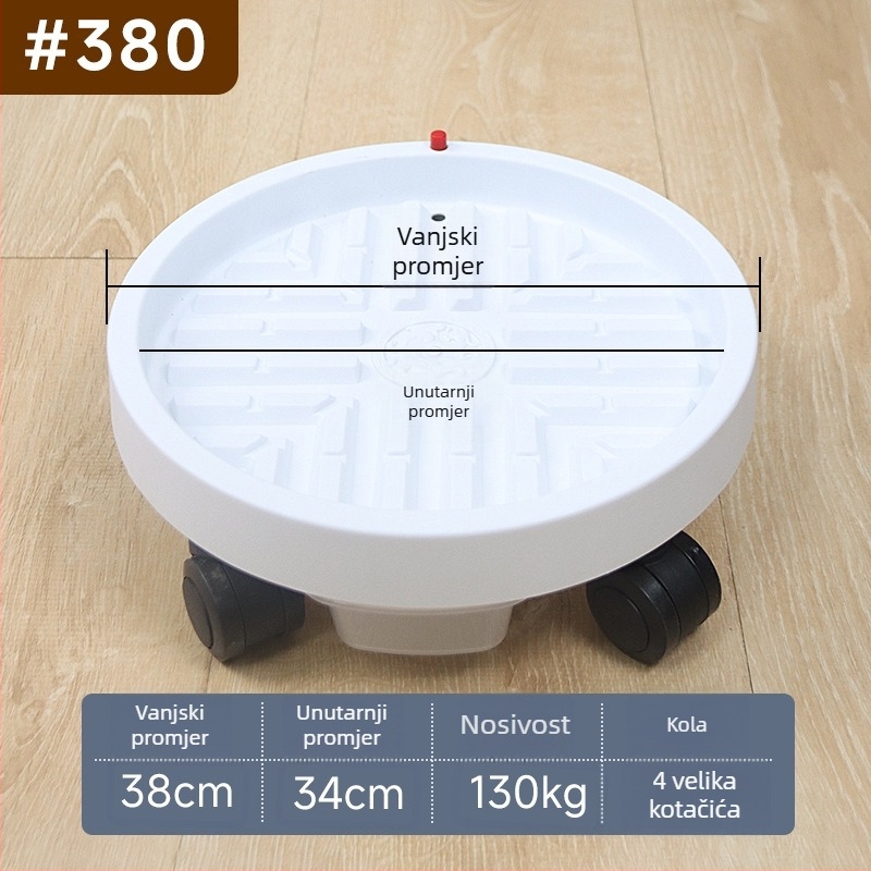 Podloga za lonce s kotačićima – okrugla plastična baza s posudom za vodu, čvrsta i izdržljiva