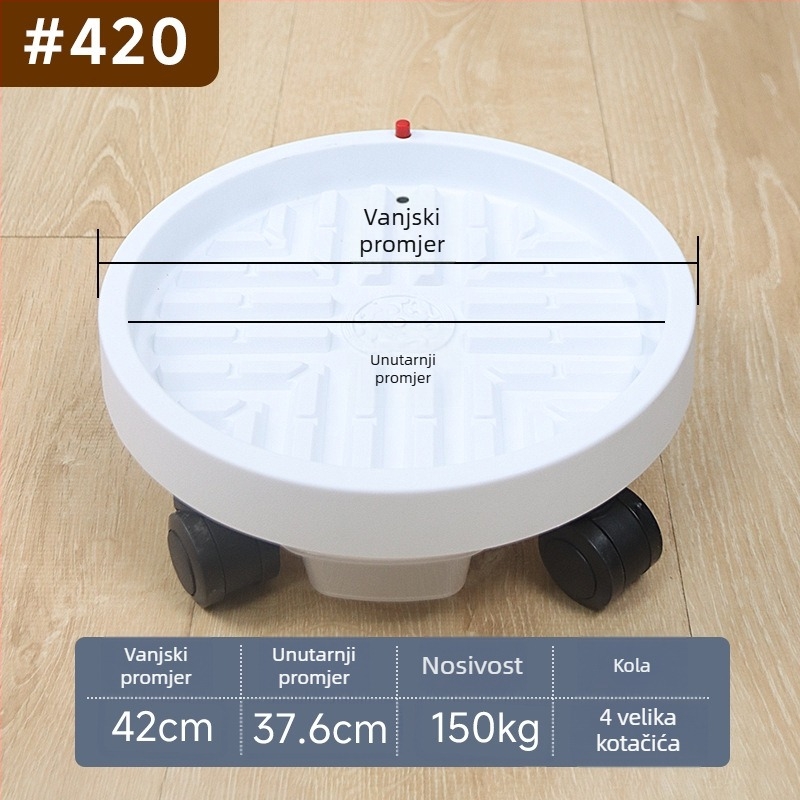 Podloga za lonce s kotačićima – okrugla plastična baza s posudom za vodu, čvrsta i izdržljiva