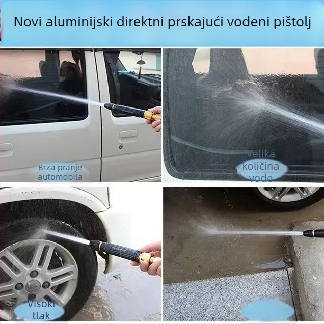 Pistol za visokotlačno pranje automobila s aluminijskom glavom, spoj na vodovodnu mrežu i teleskopsko crijevo